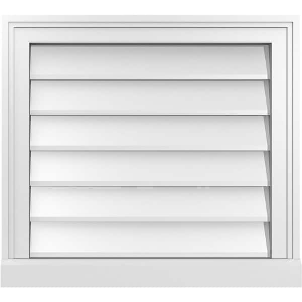 Ekena Millwork 22 in. x 20 in. Vertical Surface Mount PVC Gable Vent: Decorative with Brickmould Sill Frame