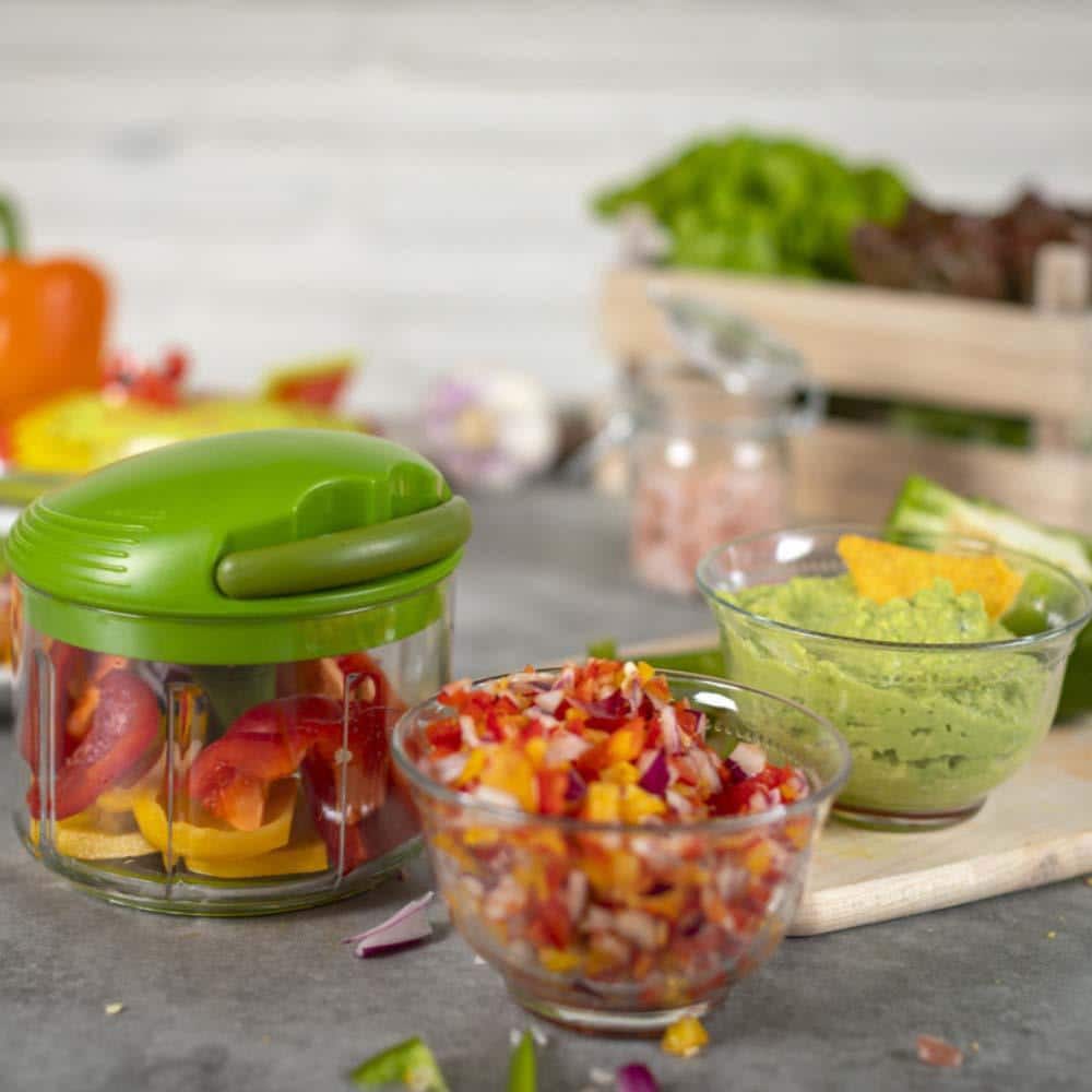 Green Manual Pull Cord Food Chopper with Stainless Steel Blades