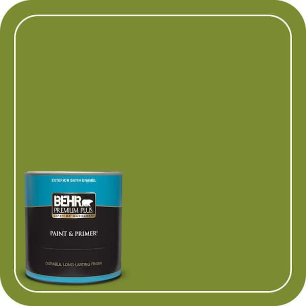 BEHR PREMIUM PLUS 1 qt. #P360-7 Sassy Grass Satin Enamel Exterior Paint & Primer