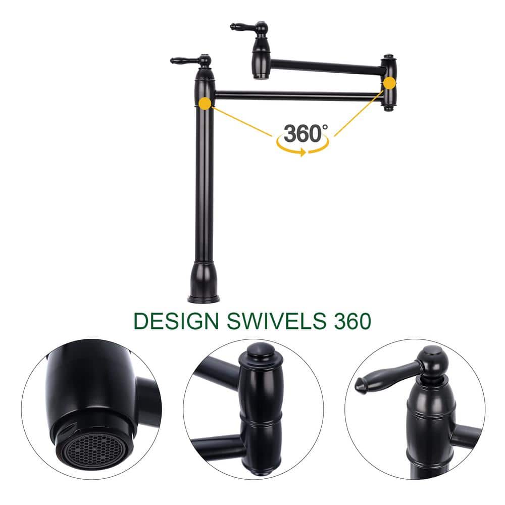 Matte Black Dual Handle High Arc Kitchen Faucet