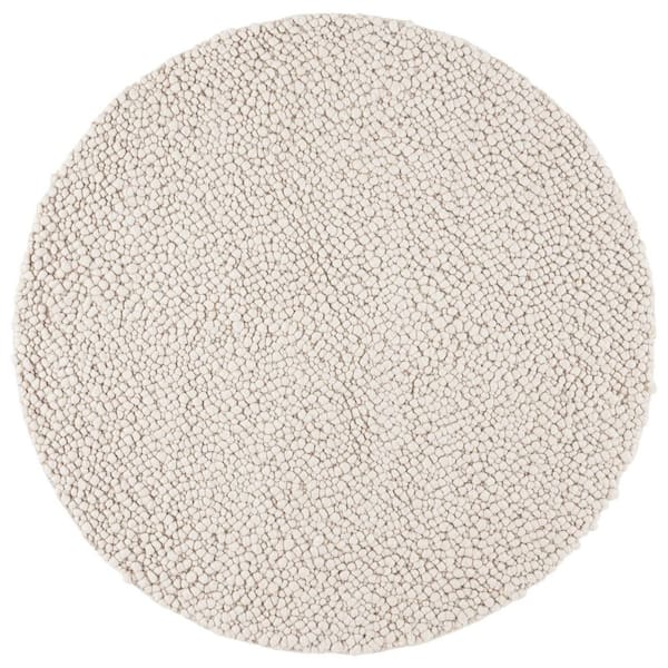 Natura 6 ft. x 6 ft. Ivory Solid Bubble Round Area Rug