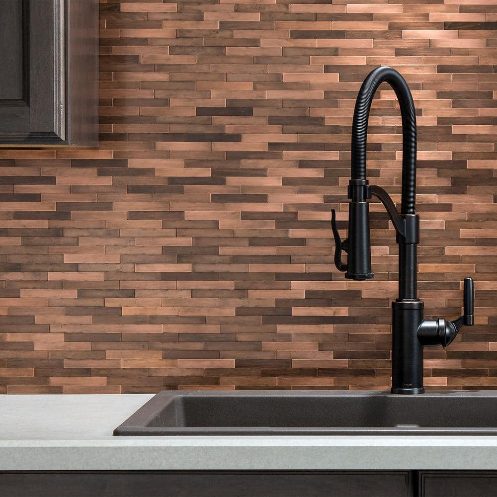 Aged Copper 13.5'' x 5.75'' Peel and Stick Metal Backsplash Tile