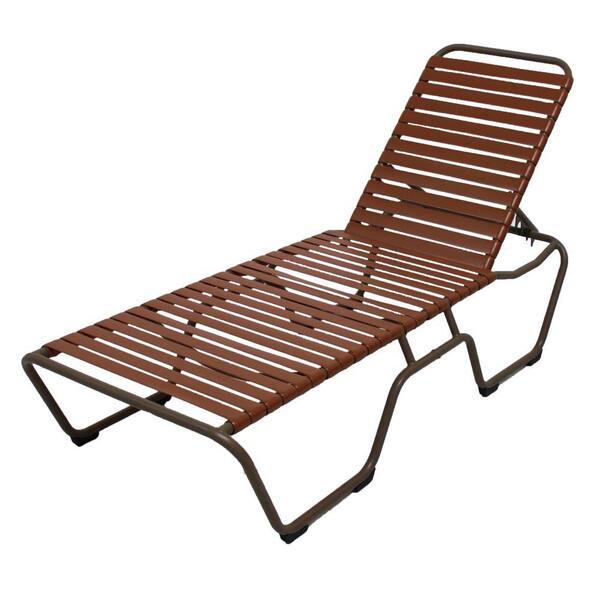 Unbranded Marco Island Brownstone Commercial Grade Aluminum Patio Chaise Lounge with Saddle Vinyl Straps (2-Pack)