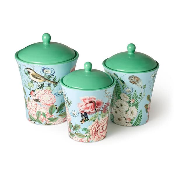 3-Piece Ceramic Flora Canister Set