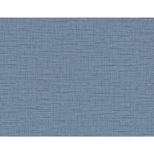 A-Street Prints Lela Navy Faux Linen Wallpaper Border Sample 2971