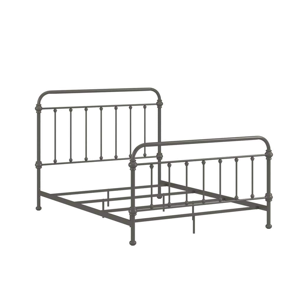 HomeSullivan Frost Grey Antique Graceful Victorian Metal Queen Bed ...