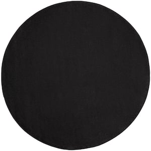 Essentials 6 ft. x 6 ft. Black Round Solid Contemporary Indoor/Outdoor Patio Area Rug