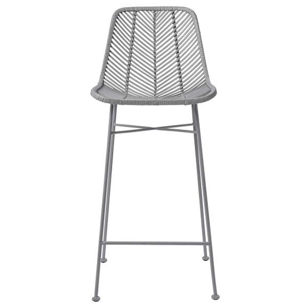 Desert Fields 42" Grey Rattan and Metal Contemporary Bar Stool