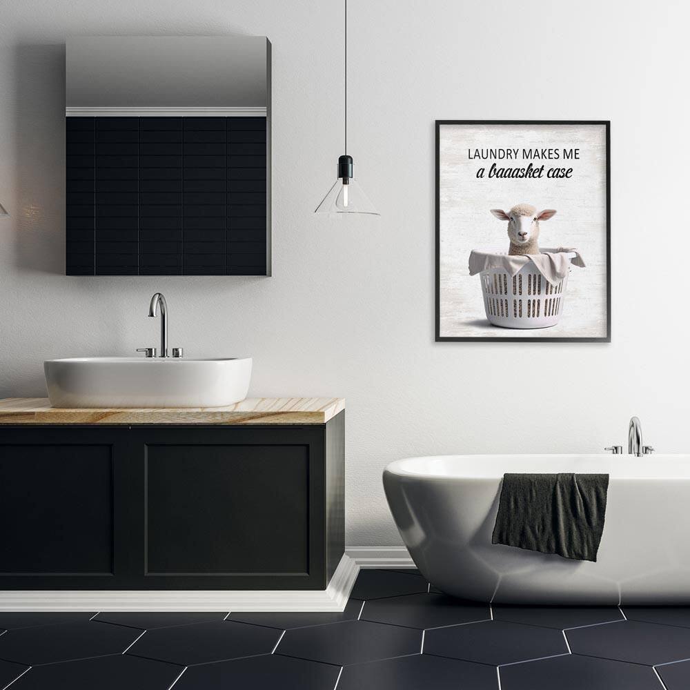 Funny Lamb Laundry Basket by Lettered and Lined Black Framed Typography Giclee Art Print 30 in. x 24 in. price history on PriceWatchPro