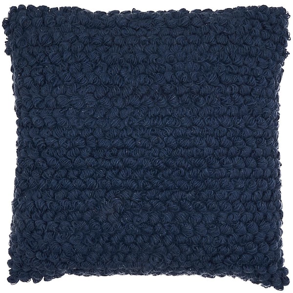 Mina Victory Lifestyles Navy Woven Loops 20 in. x 20 in. Throw Pillow