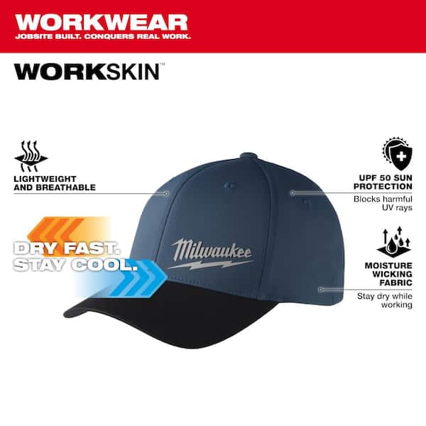 Milwaukee Small/Medium Blue WORKSKIN Home Depot 507BL-SM Hat Fitted The 