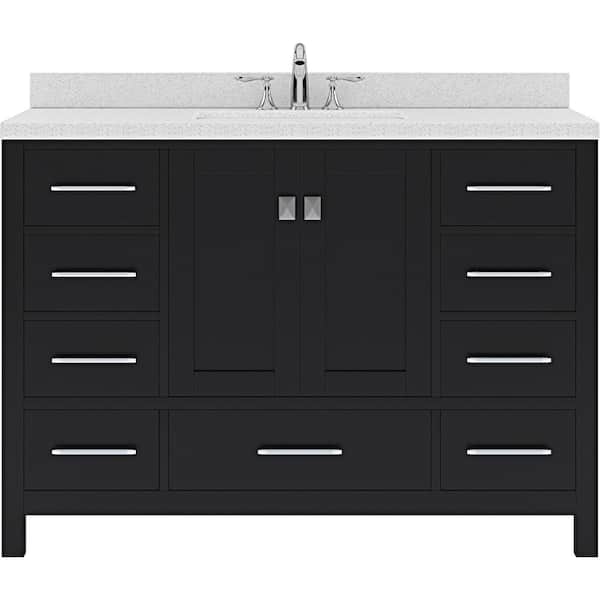 Virtu USA Caroline Avenue 48 in. W Bath Vanity in Espresso with Quartz Vanity Top in White with White Basin