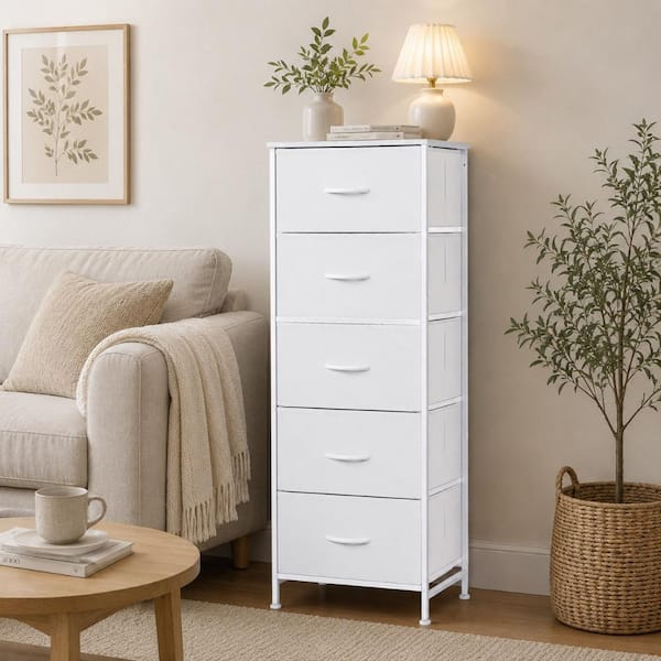 WONDER COMFORT Classical White 5 Drawer 11.8 in. Wide Chest of