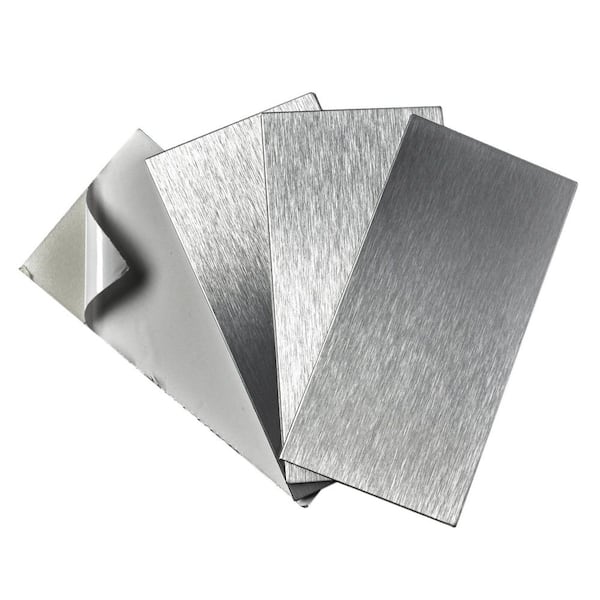 Inhome Metro Brushed Peel Stick Backsplash Tiles - Silver