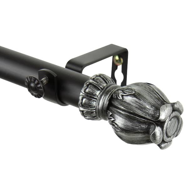 Rod Desyne Regent 160 in. - 240 in. Adjustable 1 in. Dia Single Curtain Rod in Black