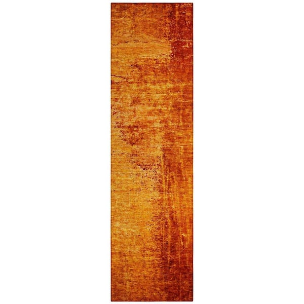 Orange 2 ft. x 8 ft. Woven Abstract Runner Indoor/Outdoor Area Rug