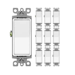 15 Amp Single-Pole Illuminated Antimicrobial Rocker Light Switch, White 10-Pack 120/277-Volt UL Listed
