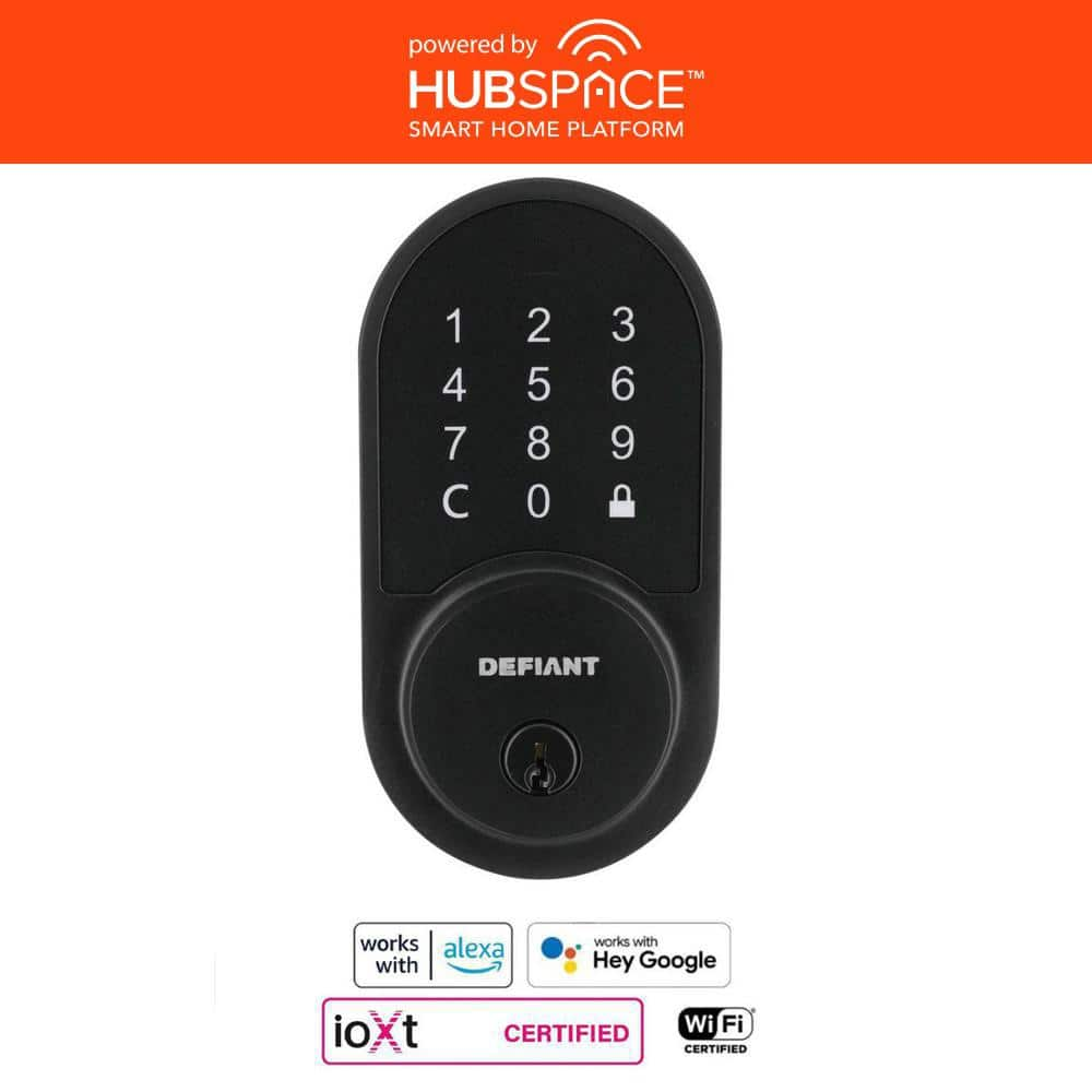 Defiant Round Matte Black Smart Wi Fi Deadbolt Powered by Hubspace HSGC6X9D01AJ The Home Depot