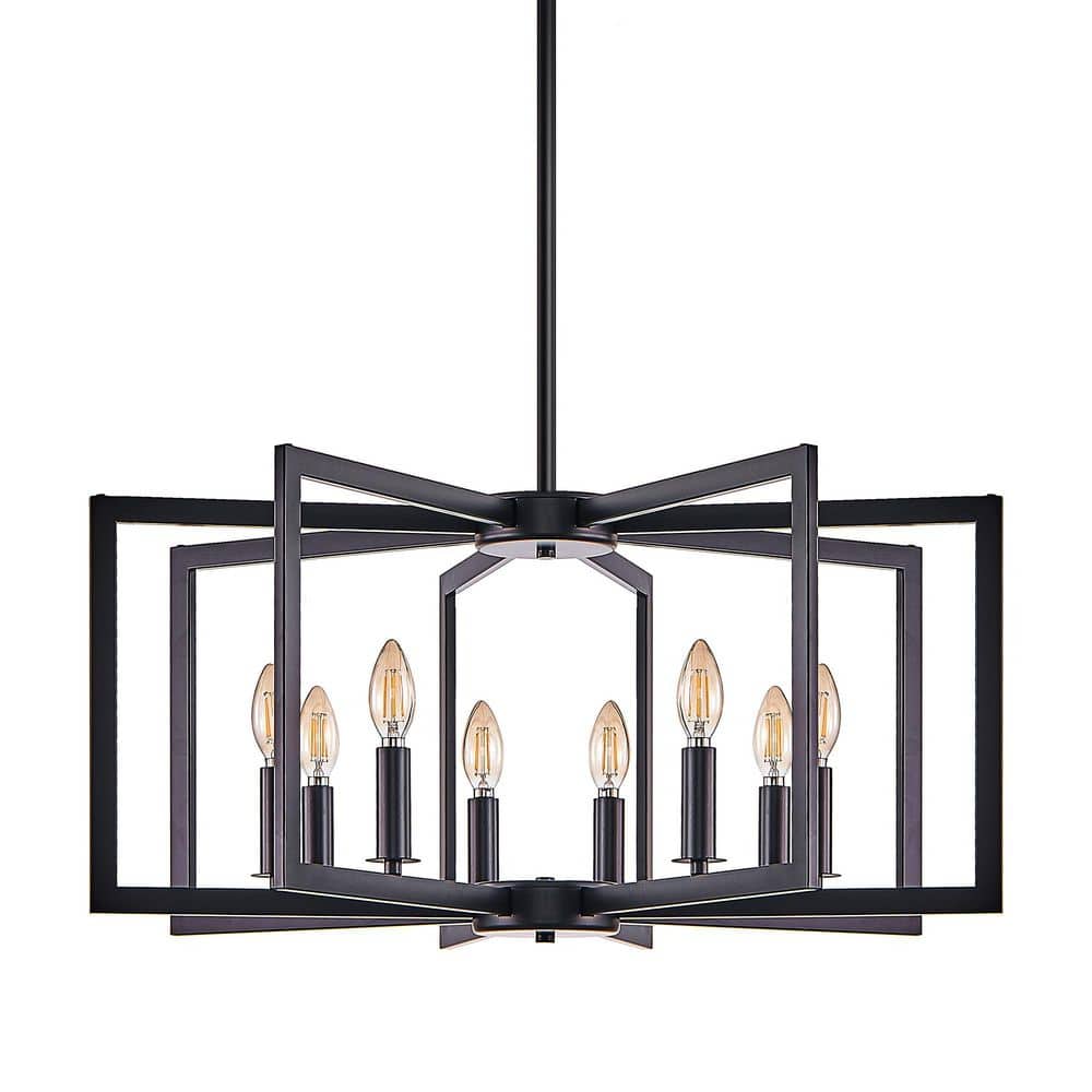 27.2 in. 6-Light Black Geometric Chandelier with Adjustable Length for Indoor Room price history on PriceWatchPro