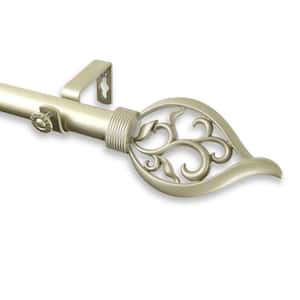 28 in. - 48 in. Telescoping 1 in. Single Curtain Rod Kit in Light Gold with Flora Finial