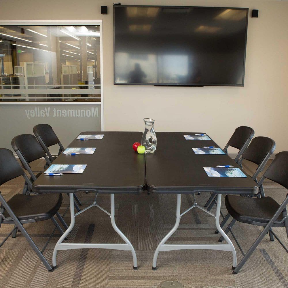 6-Foot Black and Silver Rectangular Folding Table