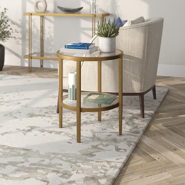 Meyer&Cross Hera 20 in. Antique Brass Finish Round Glass Top End