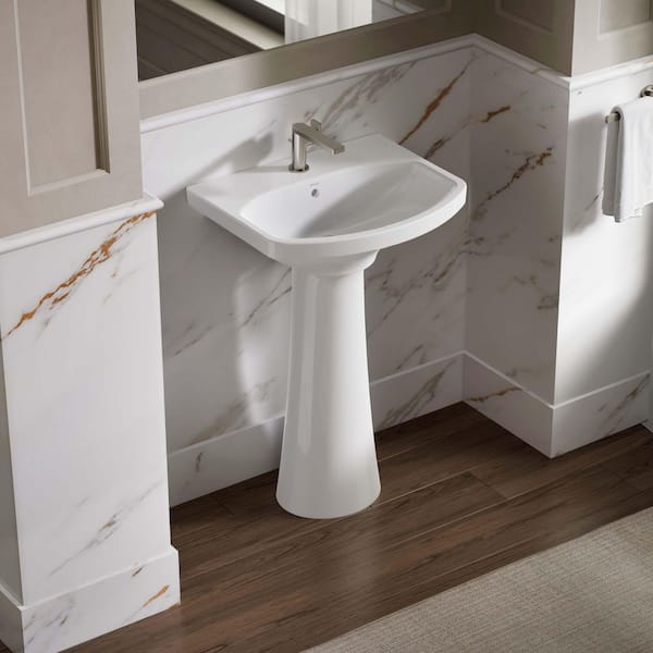 Cimarron 22 in. x 18.88 in. Pedestal Bathroom Sink in White Vitreous China