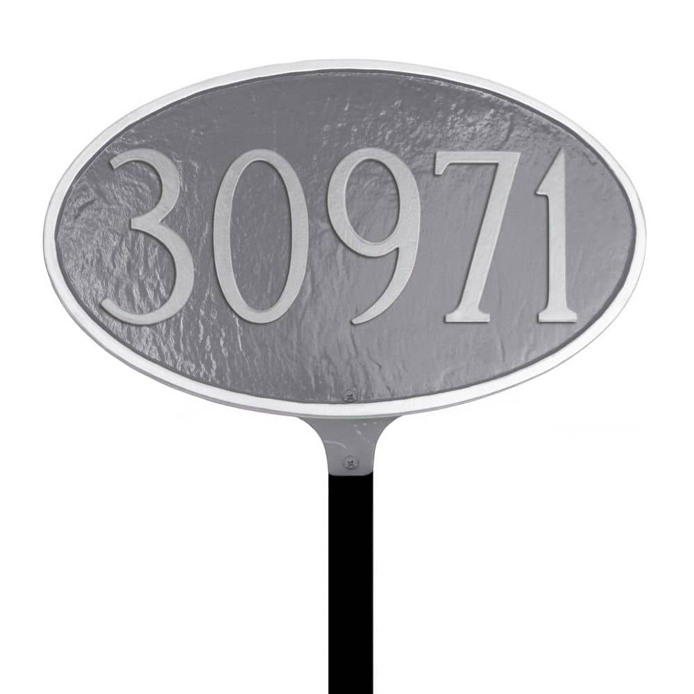 Classic Oval Standard Address Sign Plaque with Lawn Stake - Gray/Silver price history on PriceWatchPro