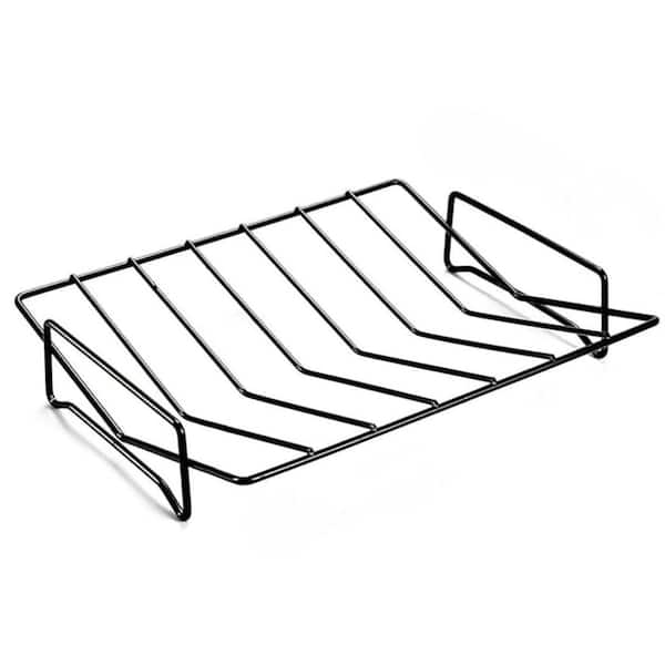 Nonstick Carbon Steel BBQ Rib Roasting Rack with Upright Handles Oven Safe for Turkey Ribs Chicken Roast Pan