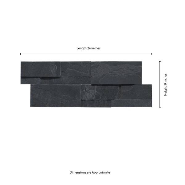 MSI XL Premium Black Ledger Panel 9 in. x 24 in. Splitface Slate