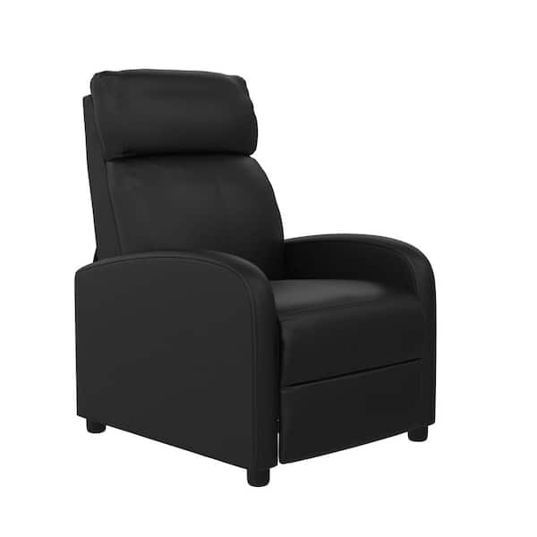 DHP Markie Black Faux Leather Pushback Recliner