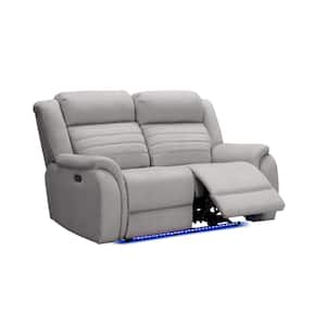 George 30 in. Gray Power Reclining Loveseat with Heat + Massage