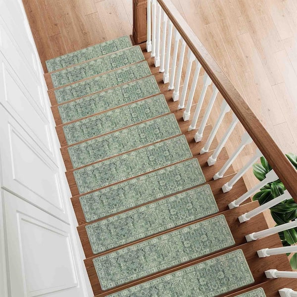 Green 8 in. x 30 in. Polypropylene Stair Tread Cover (Set of 15)