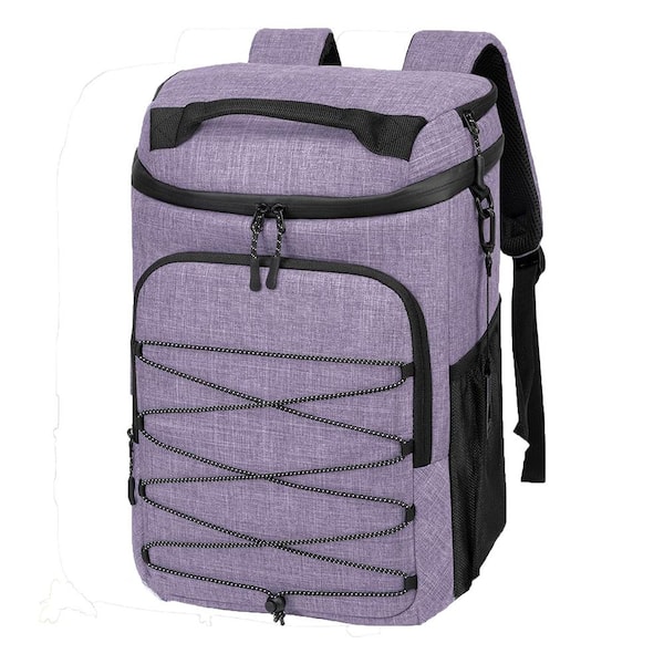Ligthweight and Durable 21.6 qt. 30 Cans Backpack Beverage Jug Chest Soft-Side Cooler in Purple