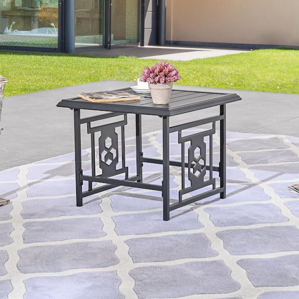 TOP SPACE Black Metal Outdoor Side Table
