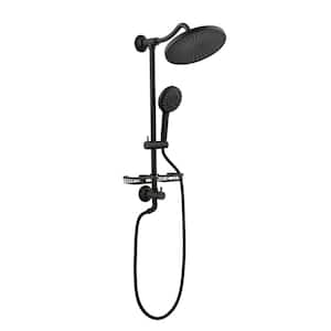 4-Spray Round 9.76 in. High Pressure Shower System with Soap Dish in Matte Black (Valve Included)