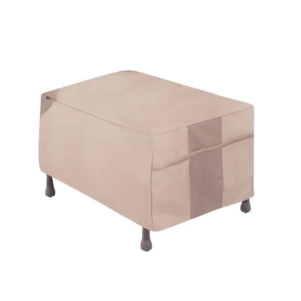 MODERN LEISURE Monterey Water Resistant Outdoor Patio Ottoman/Side Table Cover, 32 in. W x 22 in. D x 17 in. H, Beige