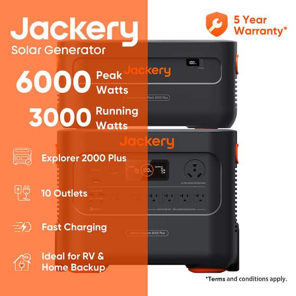 3000W Output/6000W Peak Explorer 2000 Plus with Expandable Battery, 4086Wh Capacity Push Button Start Battery Generator