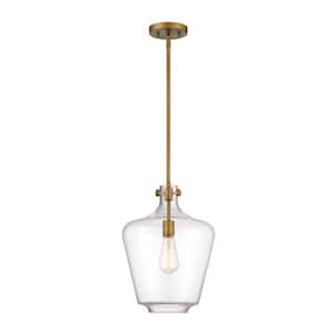 Day Dream 60-Watt 1-Light Old Satin Brass Pendant with Clear Glass Shade