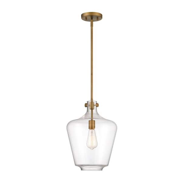 Designers Fountain Day Dream 60-Watt 1-Light Old Satin Brass Pendant with Clear Glass Shade