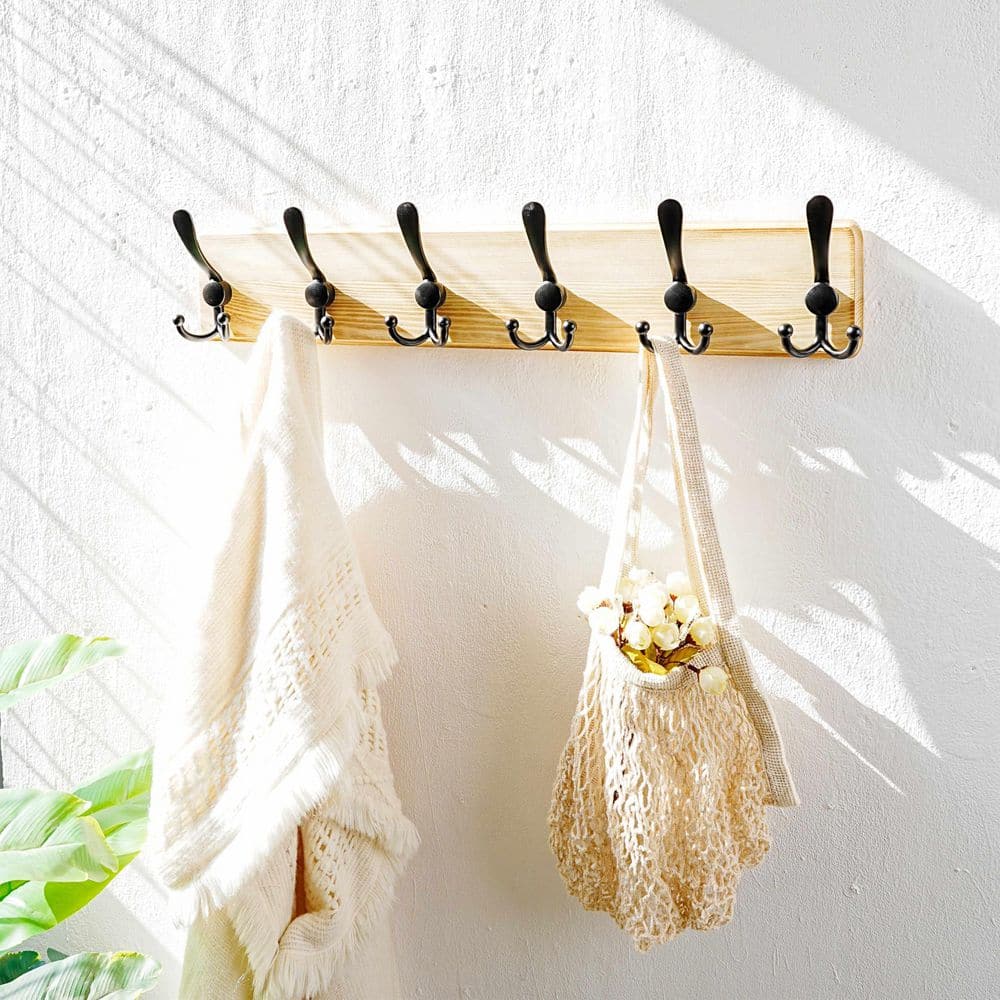 Weathered Light Brown & Black Rustic Farmhouse Solid Wood Wall Mounted ...