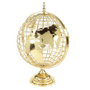 25 in. Gold Metal Spinning Decorative Globe