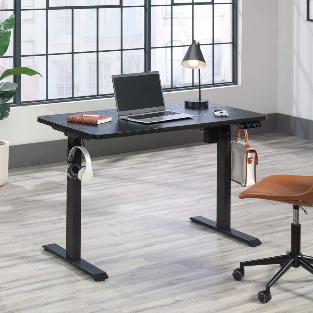 Select 47 in. Rectangular Black Particle Board 0 Drawers Desk with Adjustable Height Top