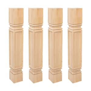 35.25 in. x 5 in. Unfinished Solid North American Hardwood Mission Kitchen Island Leg (4-Pack)