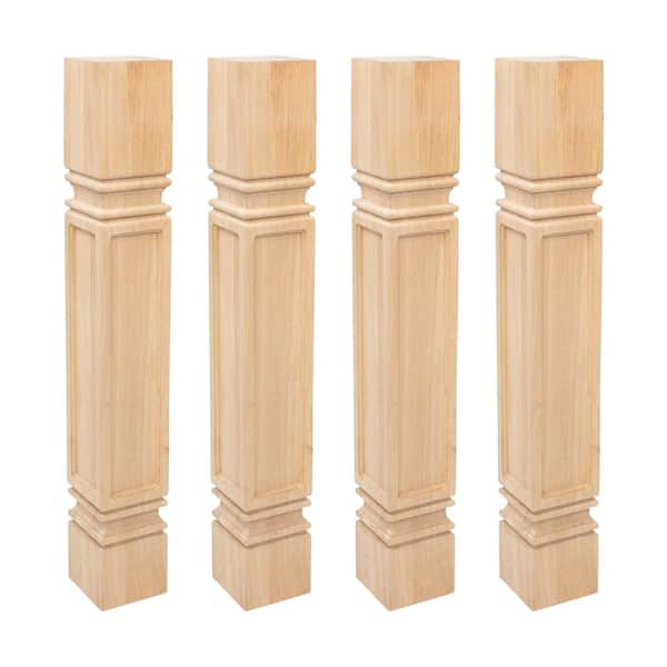American Pro Decor 35.25 in. x 5 in. Unfinished Solid North American Hardwood Mission Kitchen Island Leg (4-Pack)