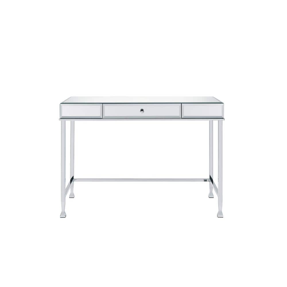 Mirrored Chrome Finish Writing Desk with Drawer