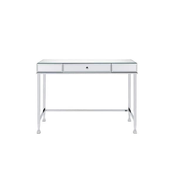 Acme Furniture Canine 42 in. Mirrored and Chrome Writing Desk
