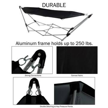 Unbranded 7.8 ft. Portable Free Standing Hammock with Stand in Black 889760VRB