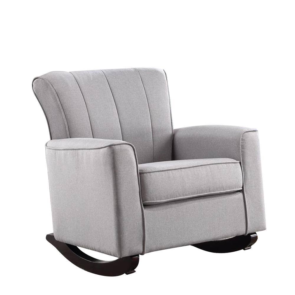Acme Furniture Denzell Light Gray Linen Wood No Additional Features Rocking Chair 1