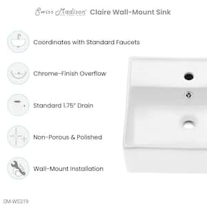 Claire Compact Ceramic Wall Hung Sink in White